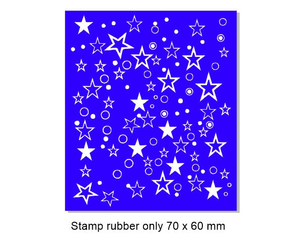 Stars and dots,background stamp, 60 x 70mm , Rubber only
